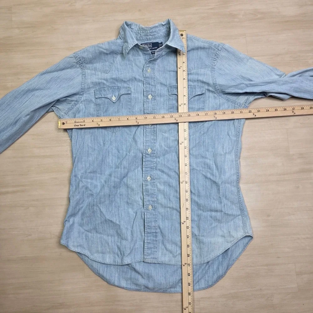 Polo Ralph Lauren New Classic Western Light Wash Size Medium Button Down Shirt